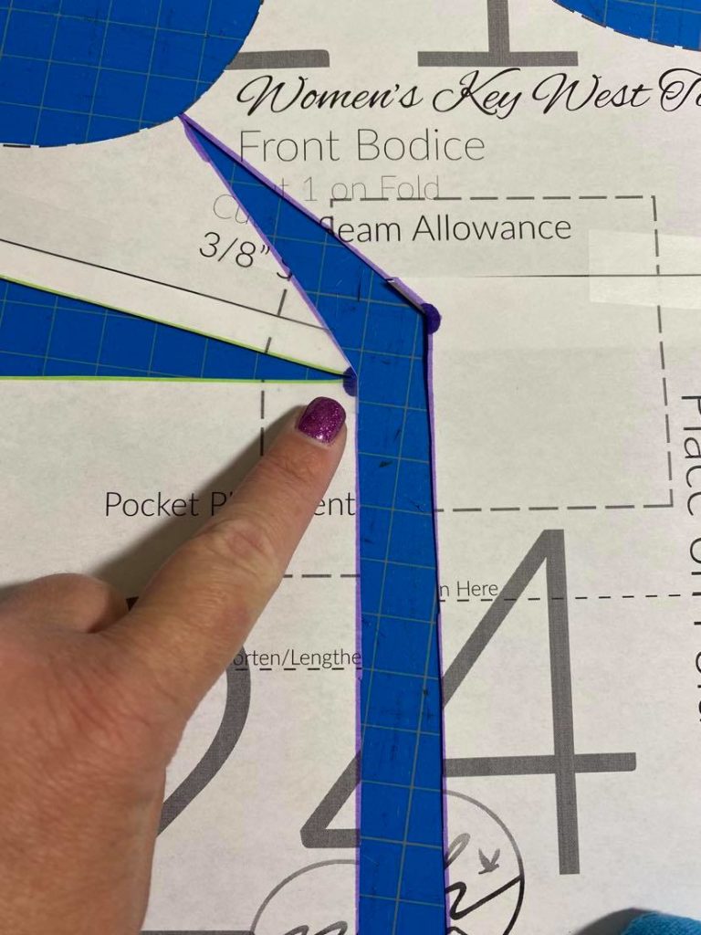 Cut from side seam to apex creating a hinge