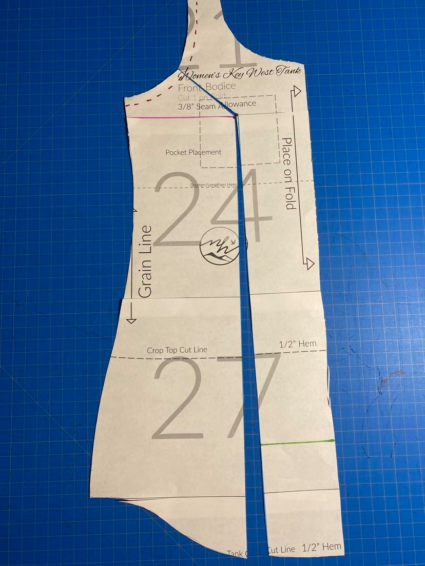 fitting and pattern corrections for small bust adjustment on a dartless  blouse from In-House Patterns